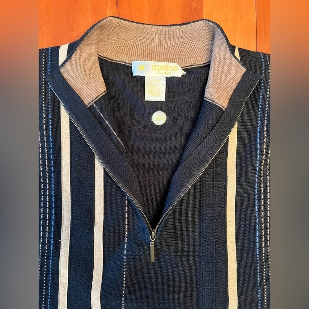 Vintage 90s Mecca GOLD Sweater Hip-Hop Streetwear Knit Men's XL -Y2K - EUC. - Picture 3 of 14